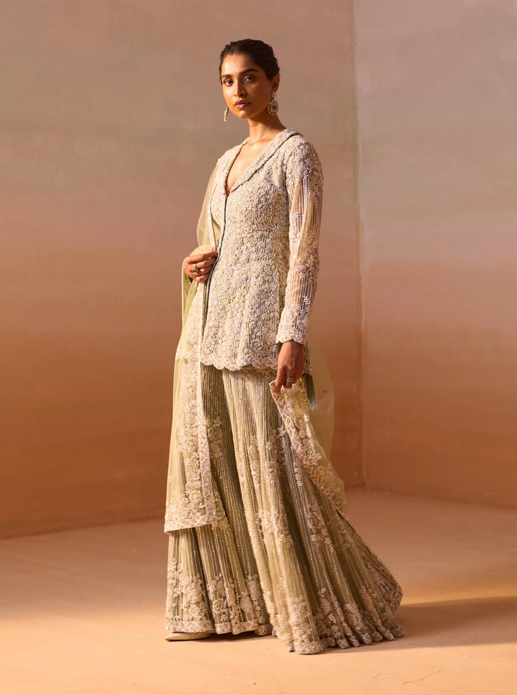 Cardamom embroidered sharara set