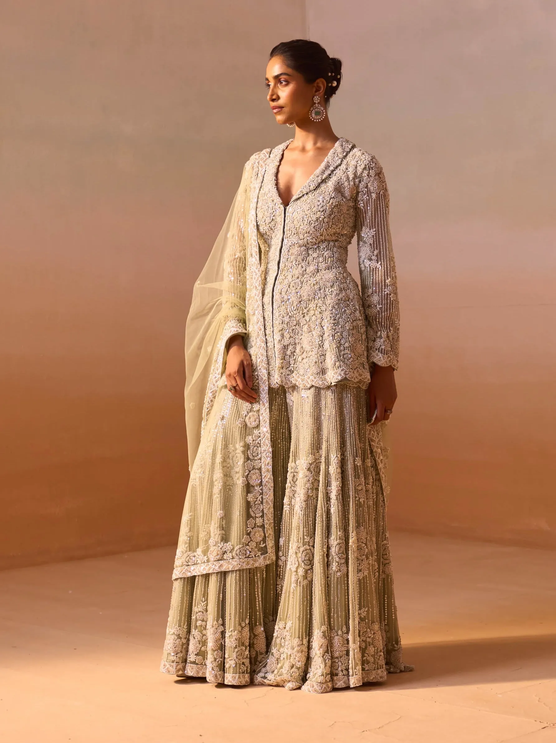 Cardamom embroidered sharara set