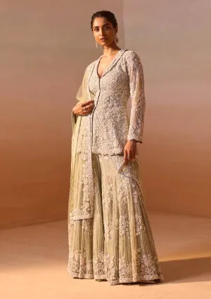 Cardamom embroidered sharara set