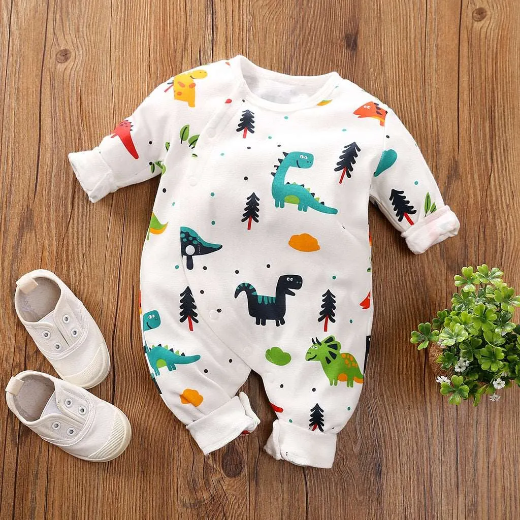 Cartoon Printed Baby Boys Rompers