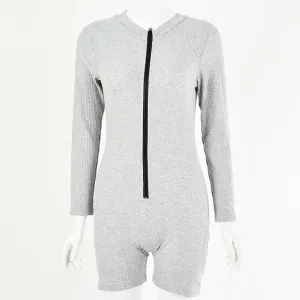 Casual Skinny Biker Shorts Playsuits Women Long Sleeve