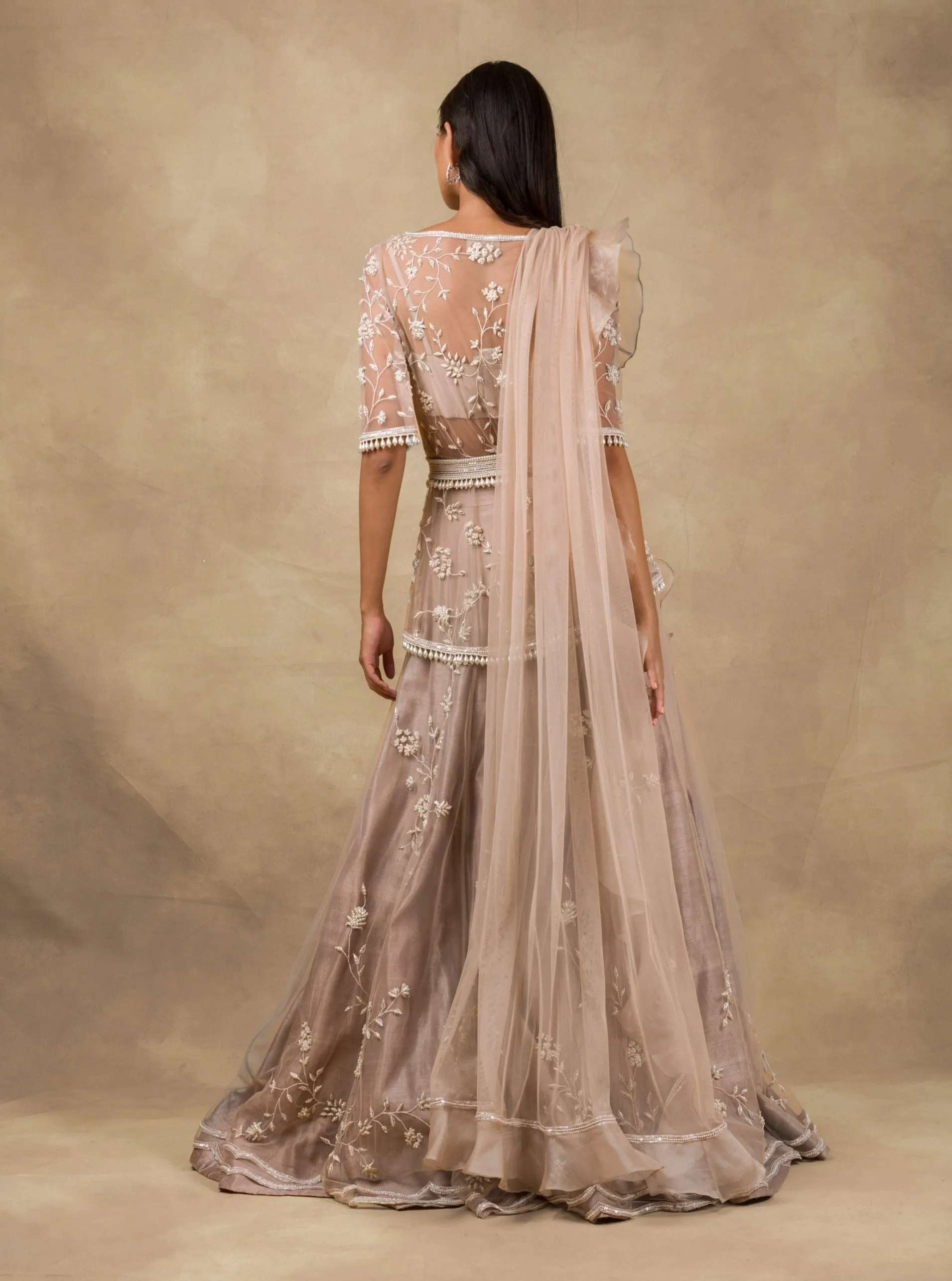 Champagne Gold Embroidered Lehenga Set