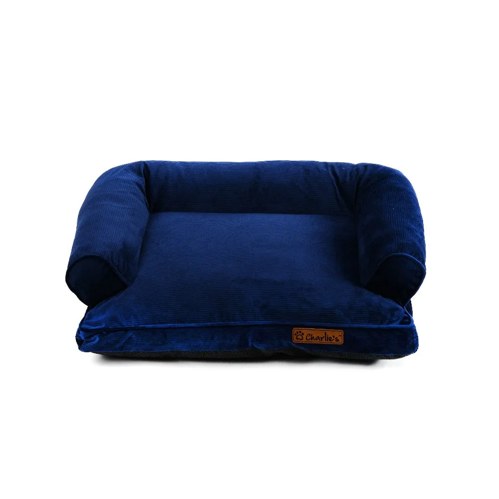 Charlie's Corduroy Dog Sofa Bed Navy Small