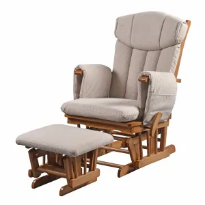 Chatsworth Nursing Chair and Footstool - Natural Wood and Cappuccino Cushions