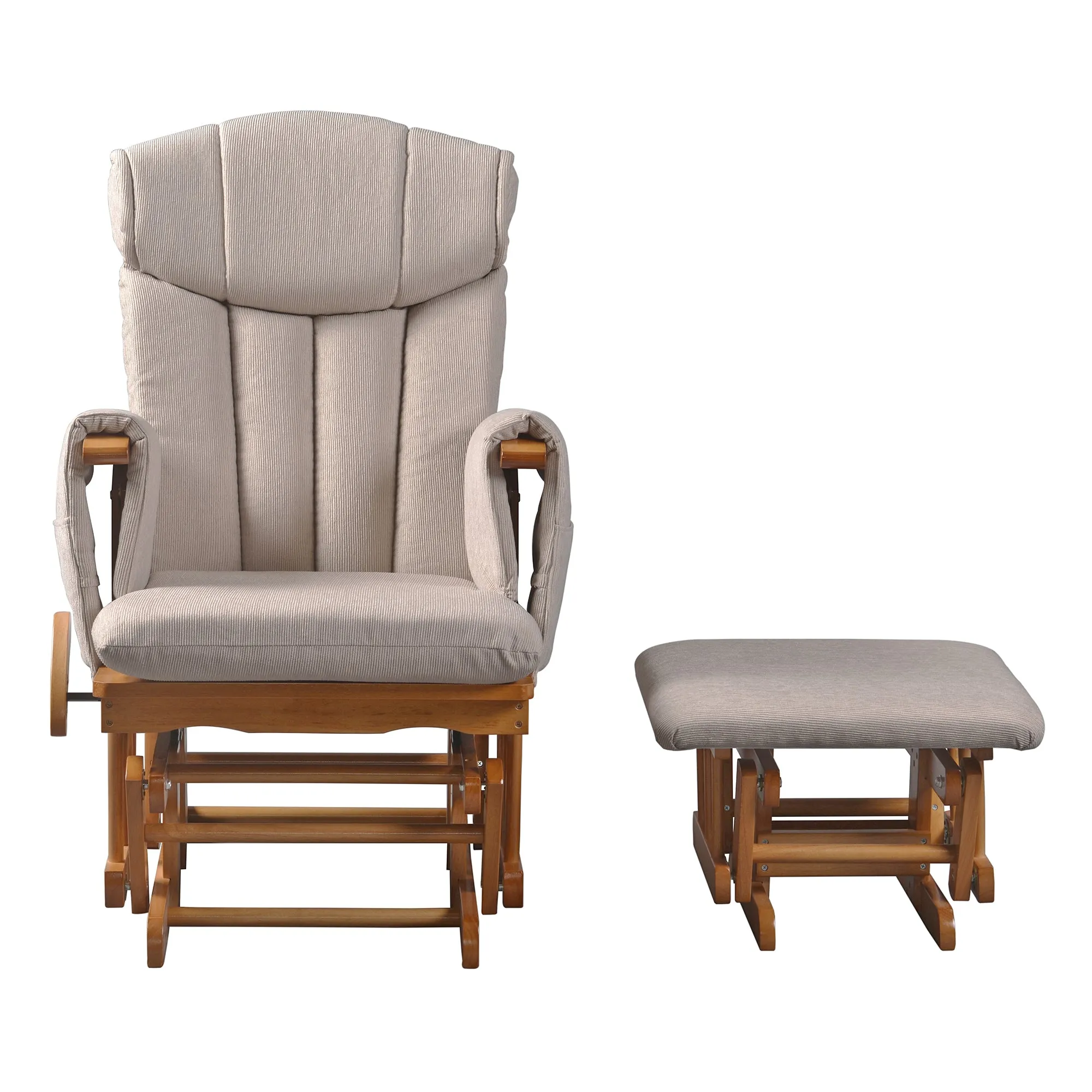 Chatsworth Nursing Chair and Footstool - Natural Wood and Cappuccino Cushions