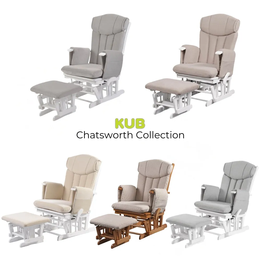Chatsworth Nursing Chair and Footstool - Natural Wood and Cappuccino Cushions