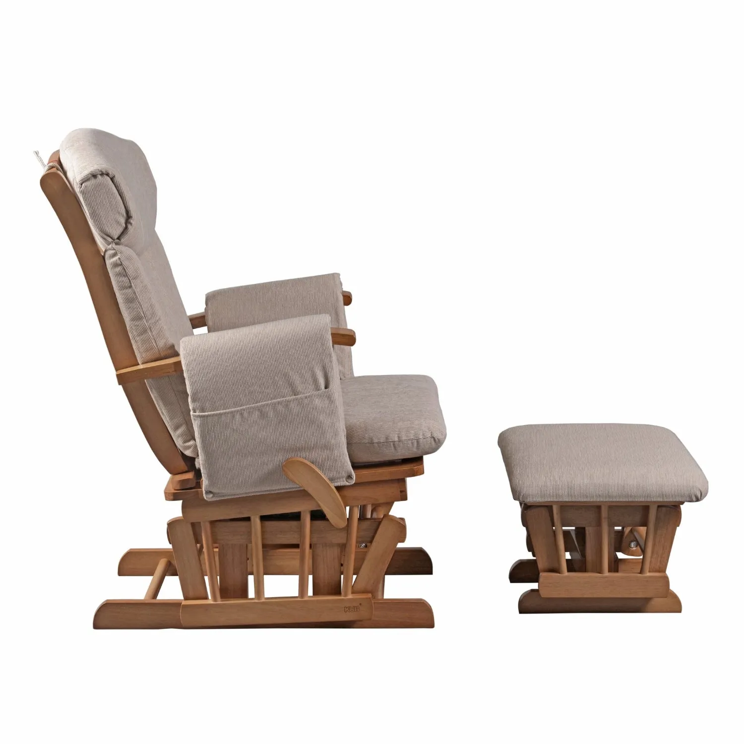 Chatsworth Nursing Chair and Footstool - Natural Wood and Cappuccino Cushions
