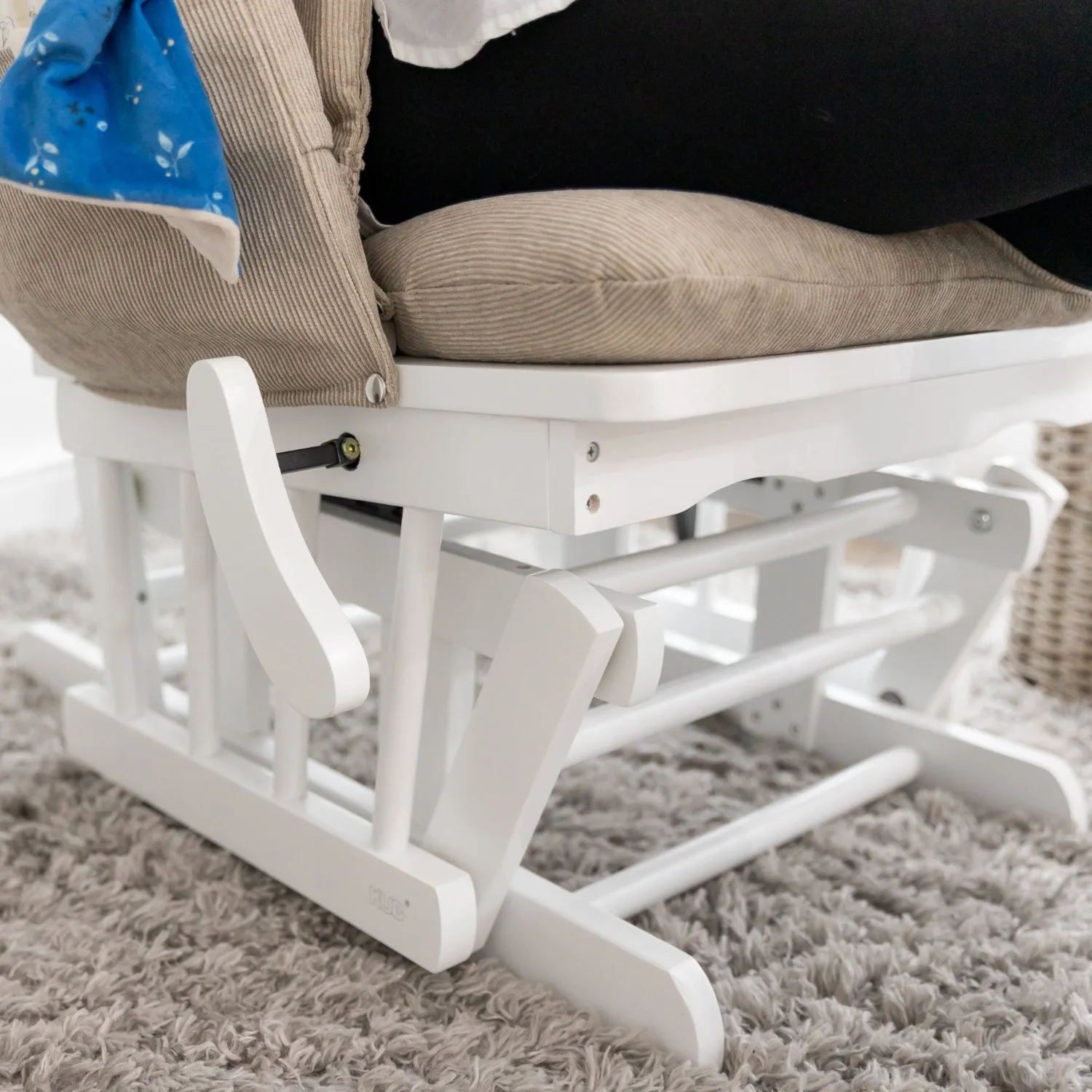 Chatsworth Nursing Chair and Footstool - Natural Wood and Cappuccino Cushions