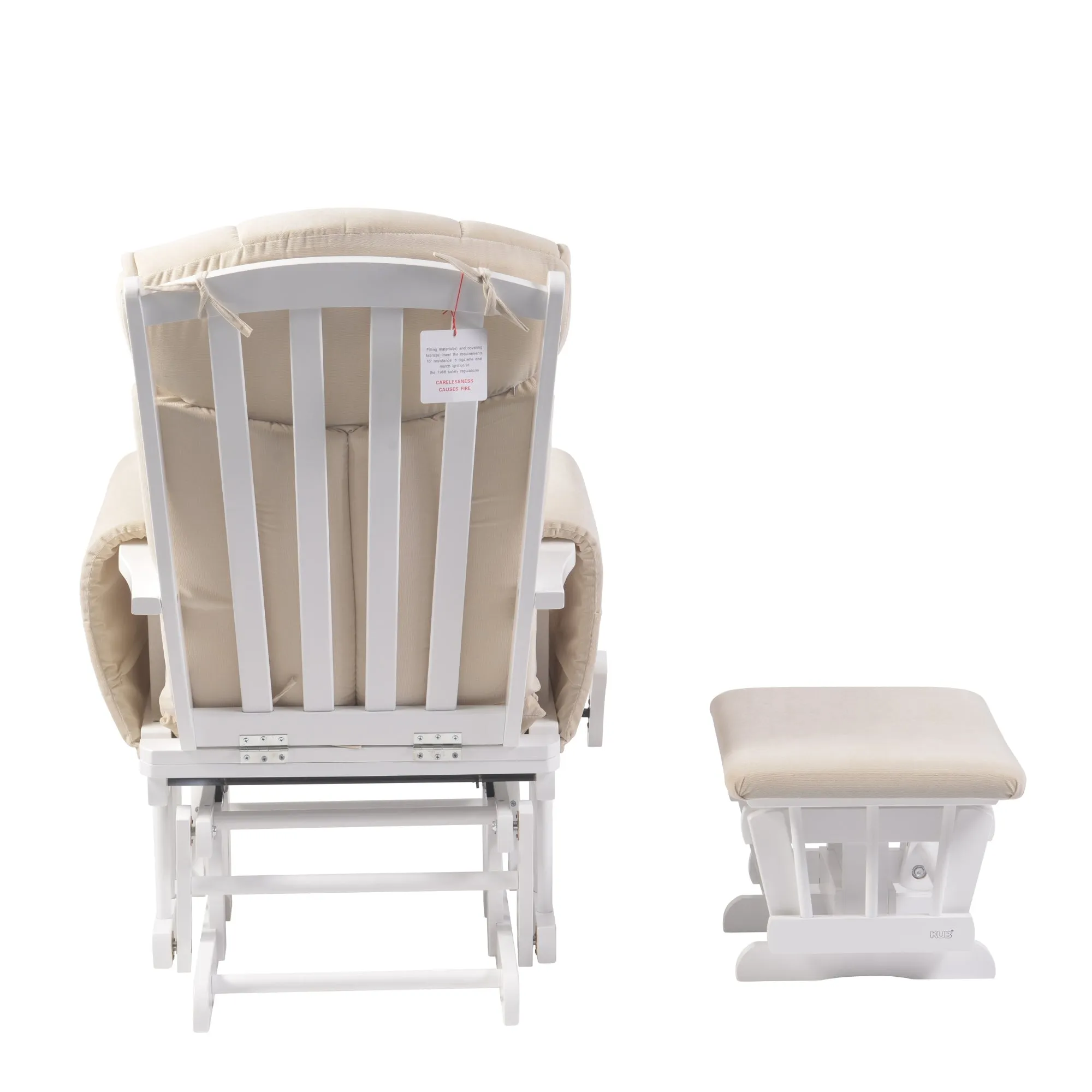 Chatsworth Nursing Chair and Footstool - White Wood and Oatmeal Cushions