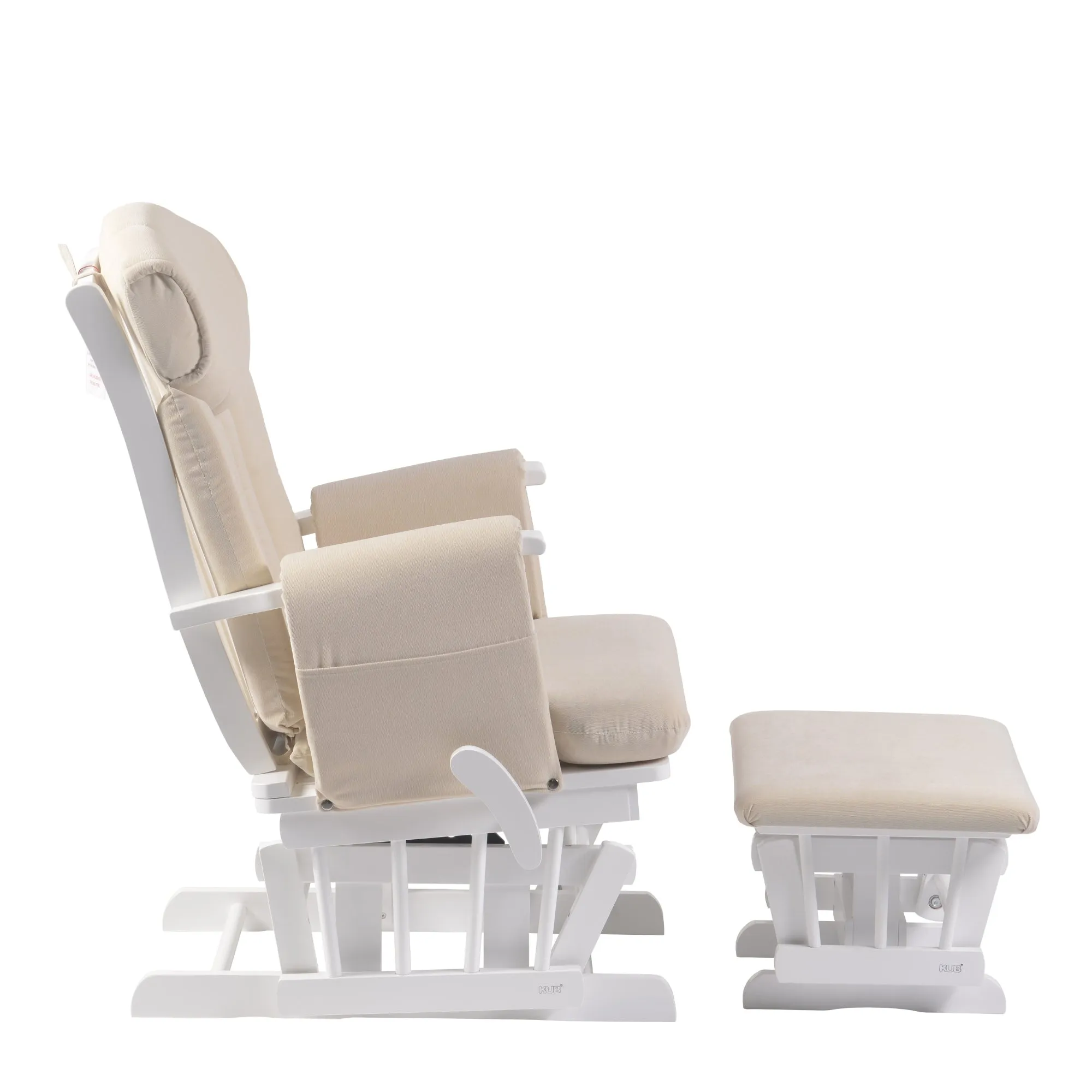 Chatsworth Nursing Chair and Footstool - White Wood and Oatmeal Cushions