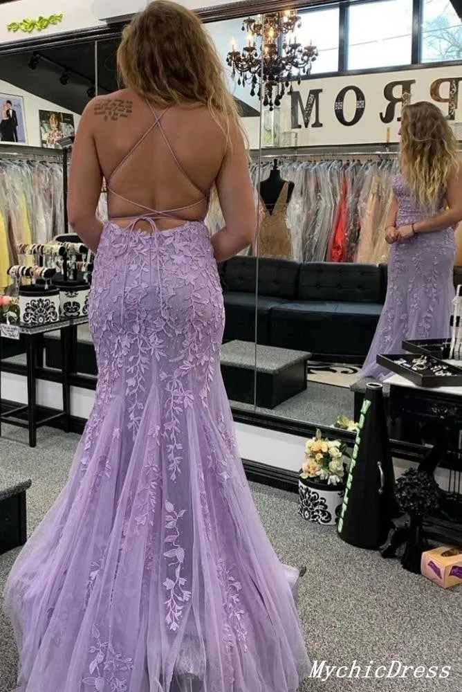 Cheap 2025 Lilac Lace Prom Dresses UK Long Mermaid Eveing Formal Dresses