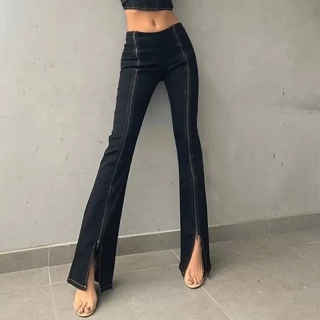 Chic Street Girls Zipper Halter Crop Top Denim Sexy Club Shirt