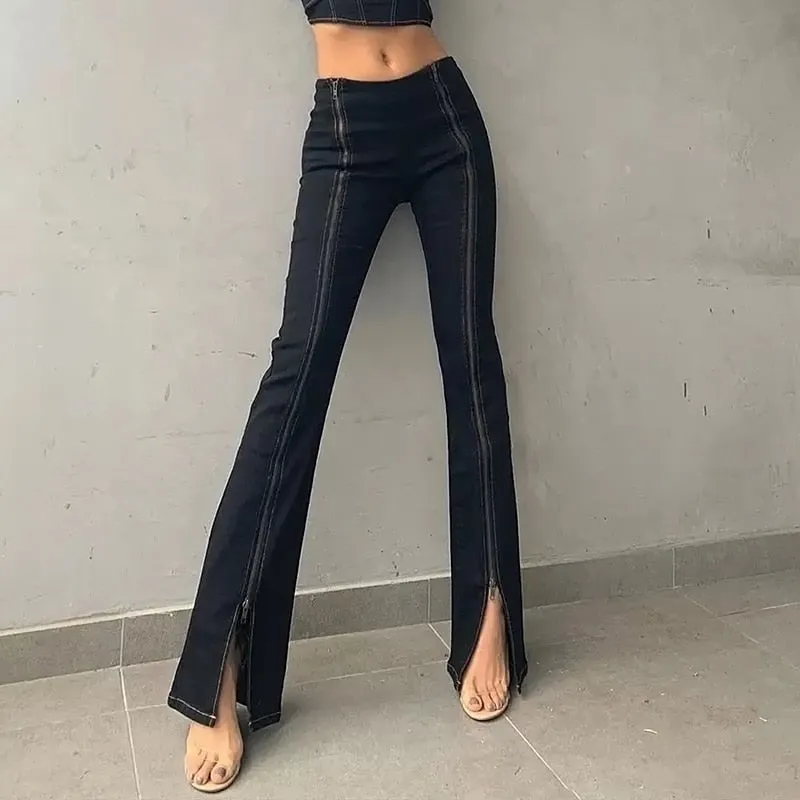 Chic Street Girls Zipper Halter Crop Top Denim Sexy Club Shirt