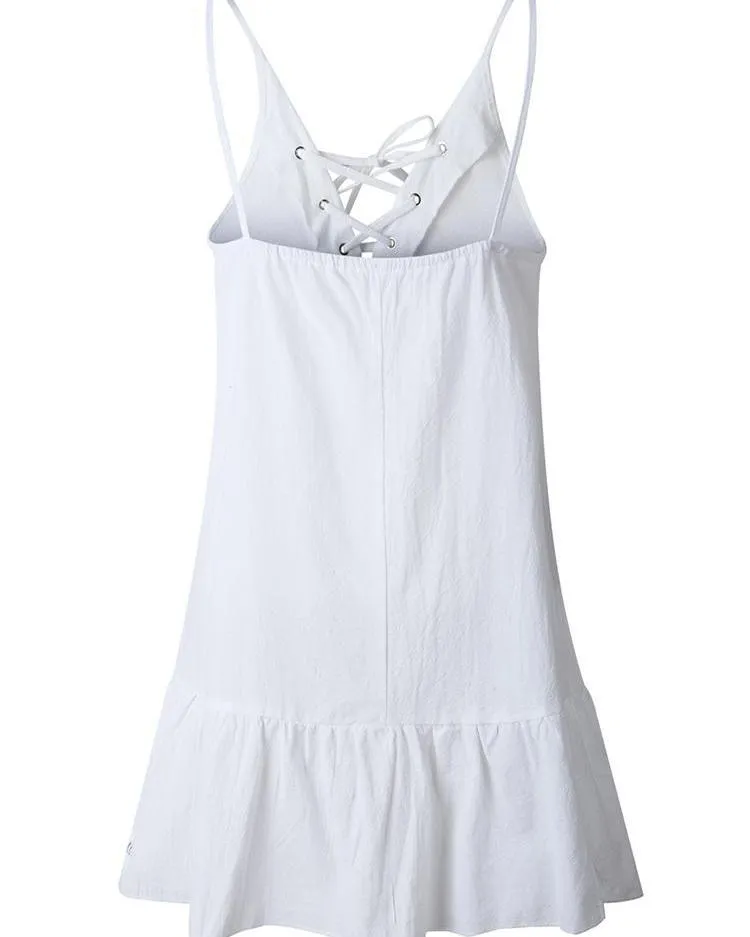 Chicindress Strap Hollow Out Lace-Up Dress