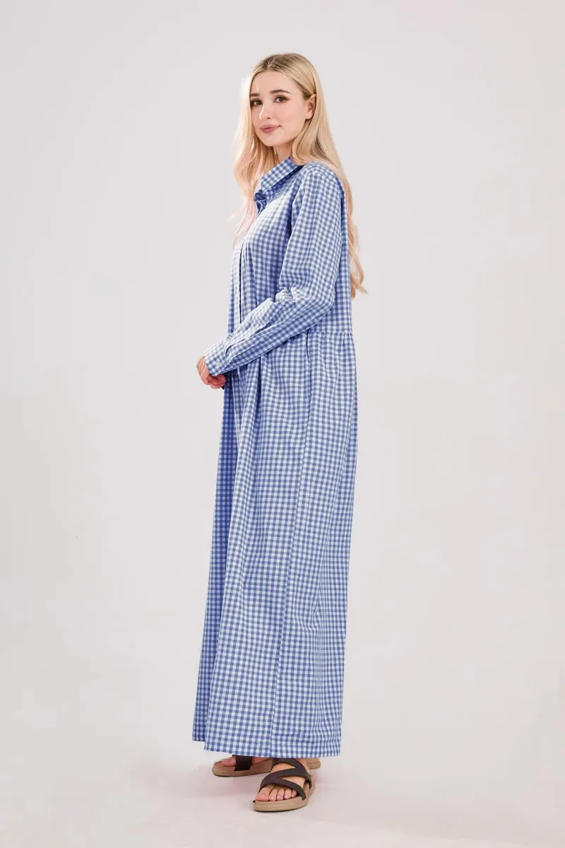 Chouyatou Women Long Sleeve Wide Leg Plaid Jumpsuits Casual Loose Fit Button Up One Piece Jumpsuit Long Pants