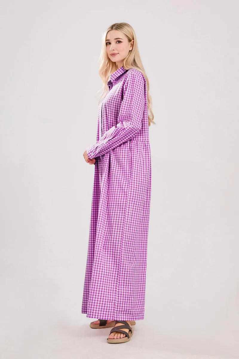 Chouyatou Women Long Sleeve Wide Leg Plaid Jumpsuits Casual Loose Fit Button Up One Piece Jumpsuit Long Pants