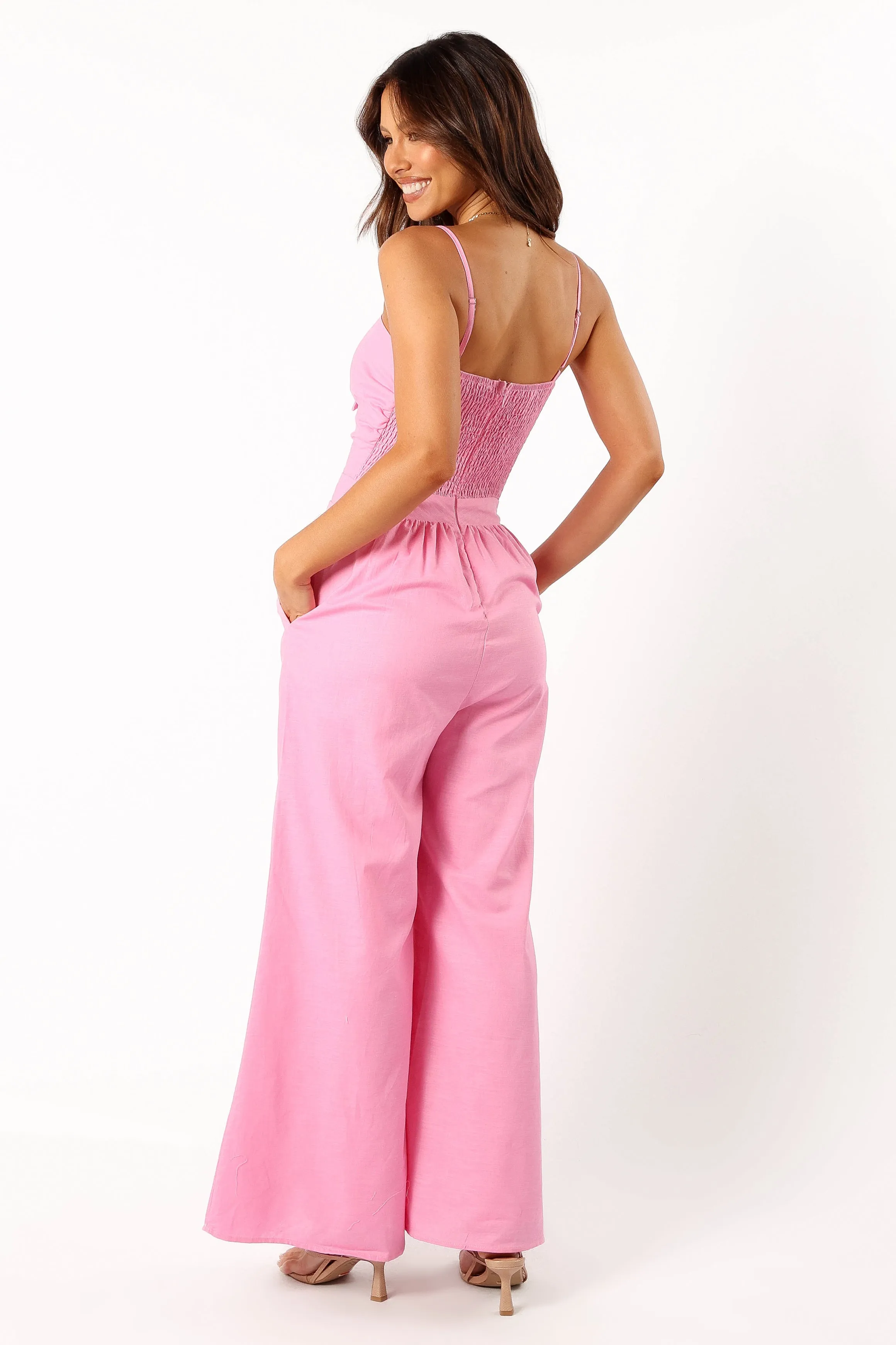 Christina Linen Jumpsuit - Pink