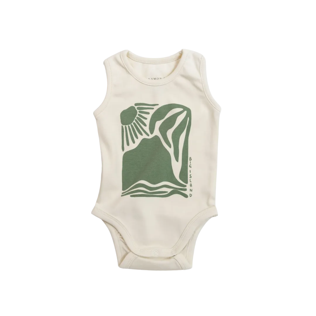 CINNAMON BABY BIG ISLAND ROMPER - OLIVE
