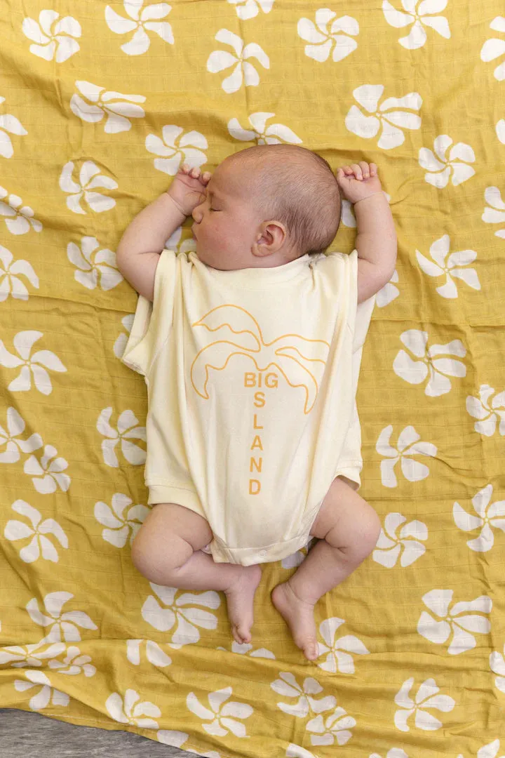 CINNAMON BABY BIG ISLAND T-SHIRT ROMPER - MUSTARD