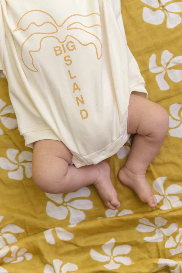 CINNAMON BABY BIG ISLAND T-SHIRT ROMPER - MUSTARD