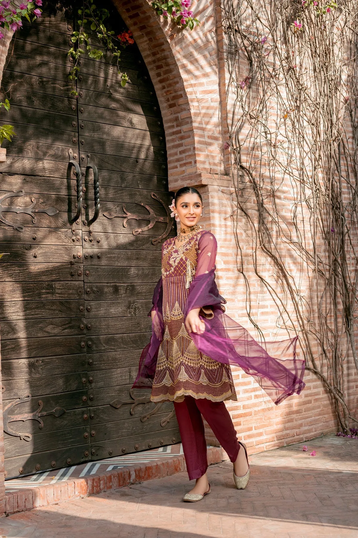 Classy Pakistani Peplum Frock and Trouser Dress for Eid