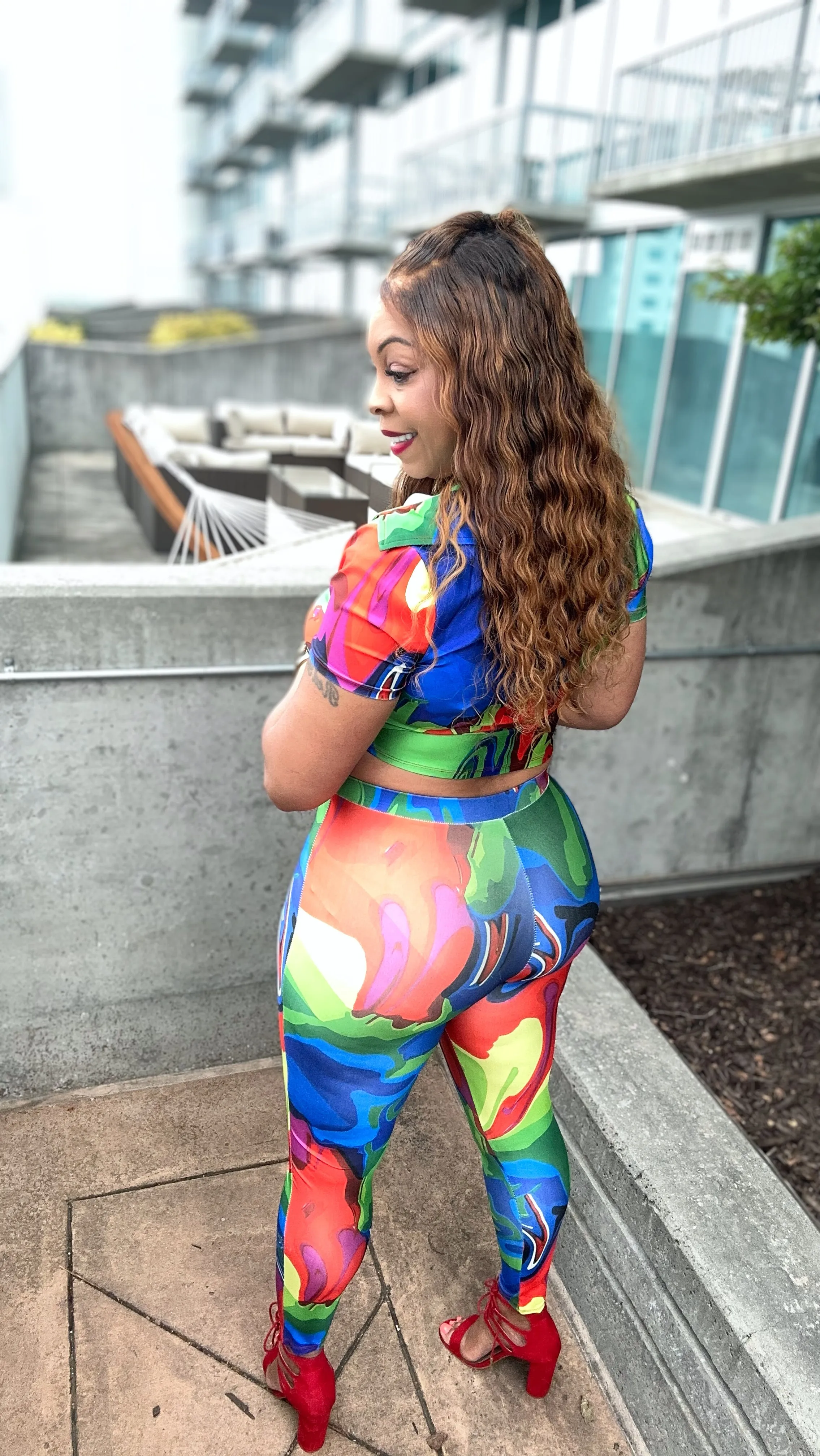 CLEARANCE! Vibrant Vibe Stretchy Two Piece Pants Set! Up to 3X!