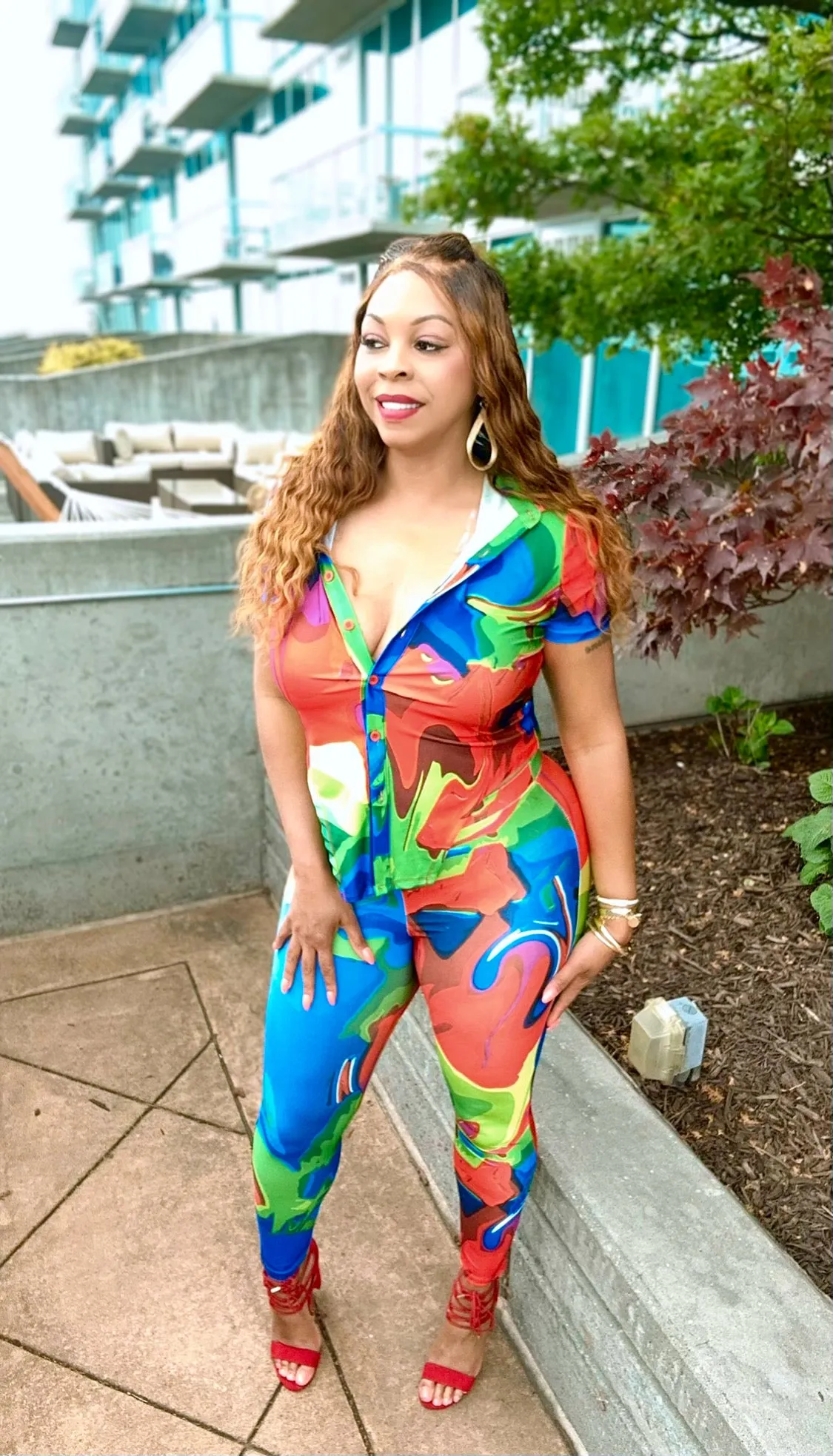 CLEARANCE! Vibrant Vibe Stretchy Two Piece Pants Set! Up to 3X!