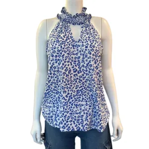 Cobalt blue smock neck halter top