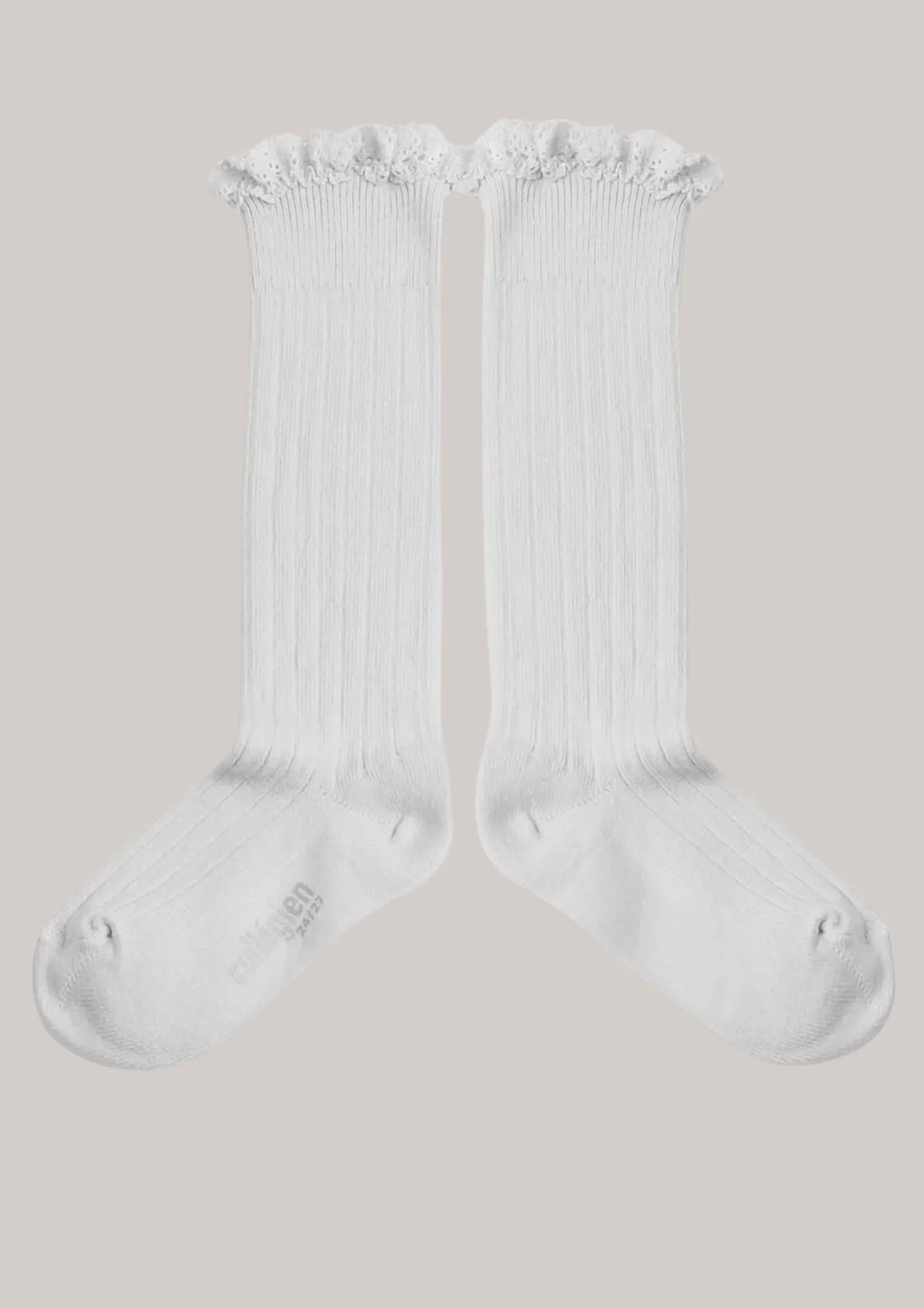 Collégien X Strawberries & Cream - Joséphine Blanc Neige - Knee Socks with Lace