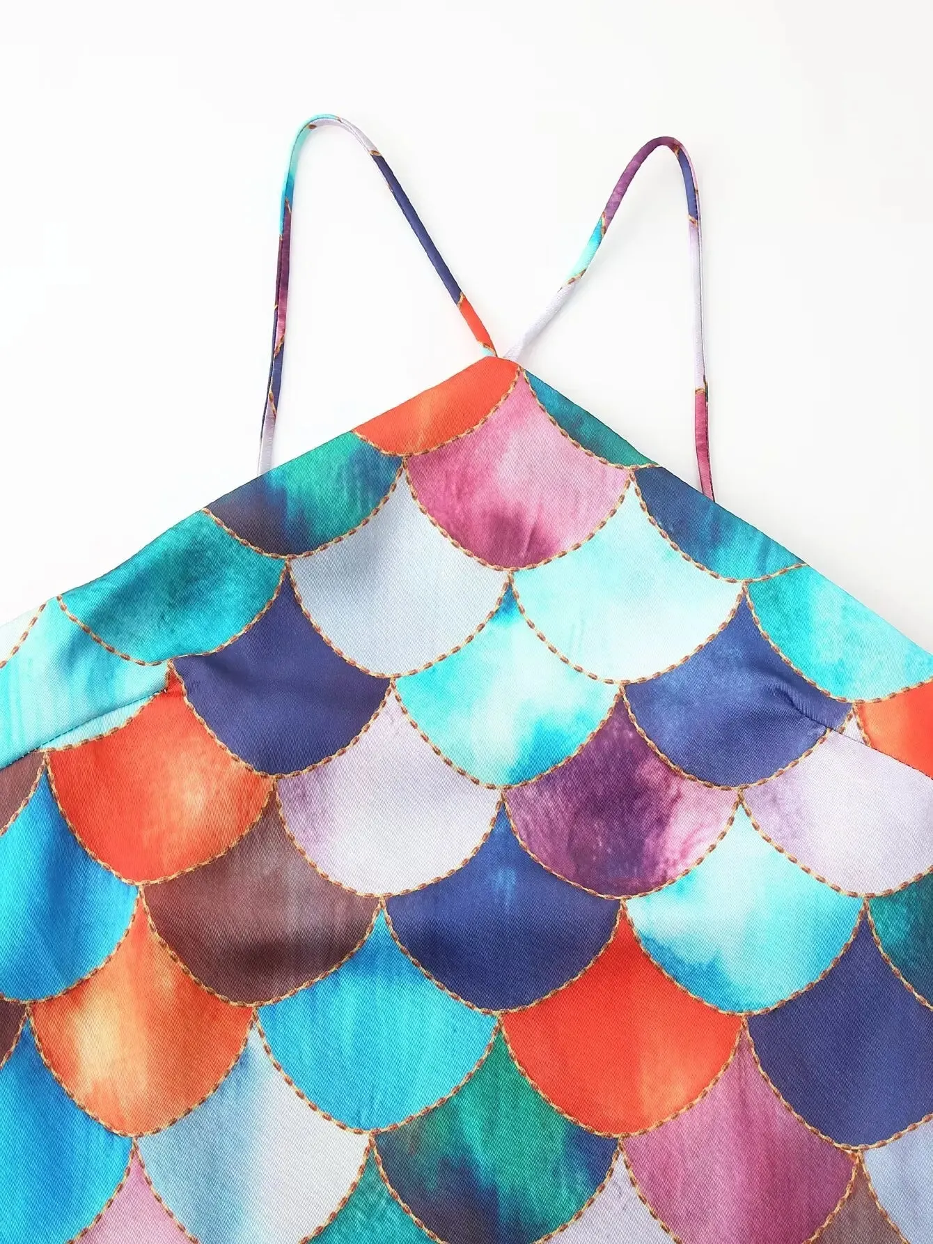 Colorful Printed Halter Maxi Dress