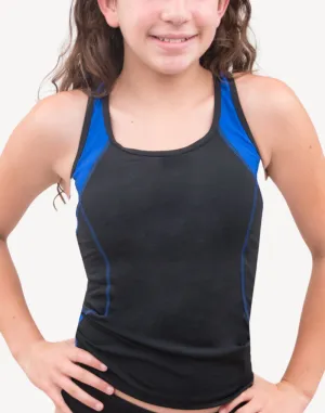 Colour Splice Polyester Tankini Top