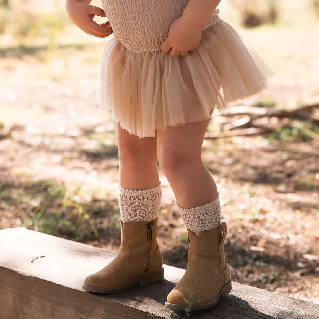 condor knee high socks - chai lacework cotton