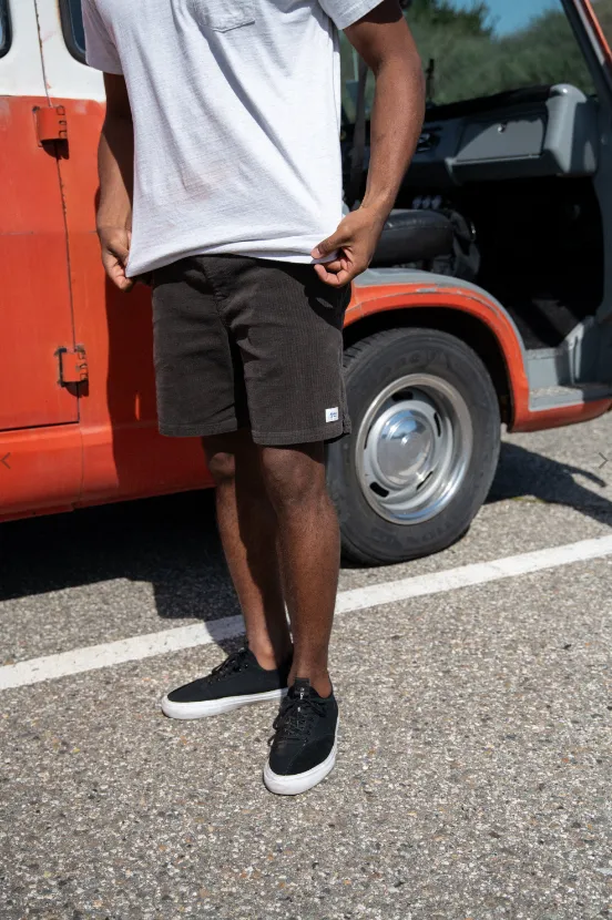 Cord Local Short in Black Wash