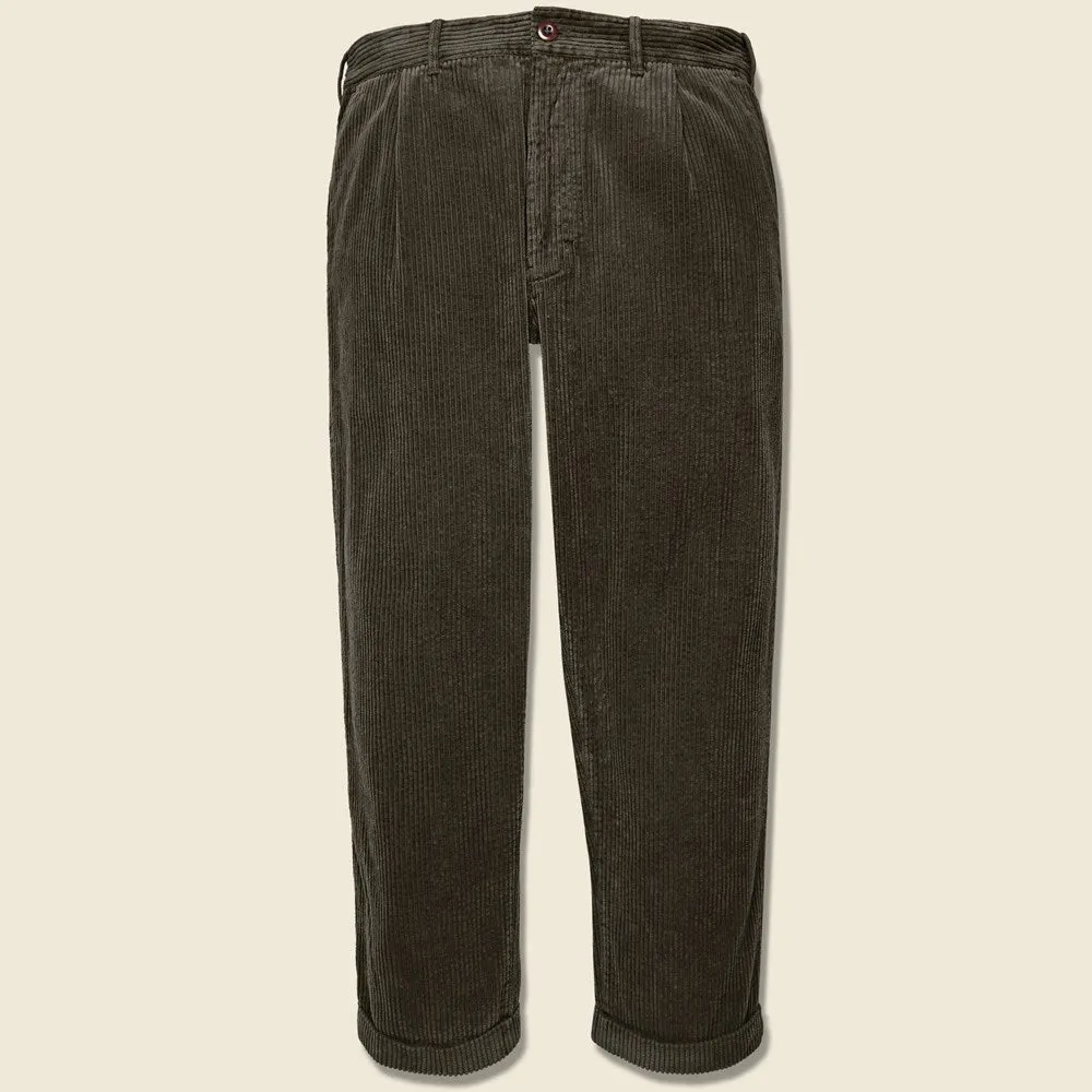Corduroy Pleated Pant - Chocolate