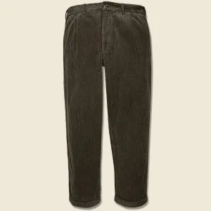 Corduroy Pleated Pant - Chocolate