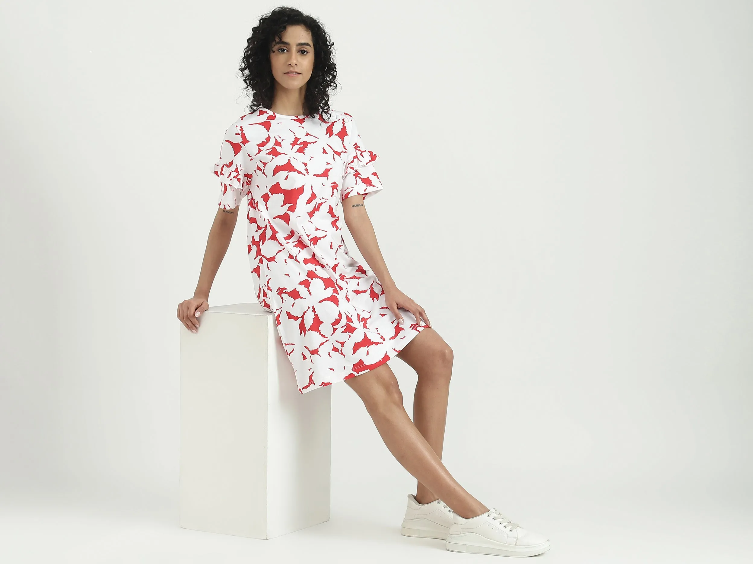 Cotton Camouflage Round Neck Women Dresses