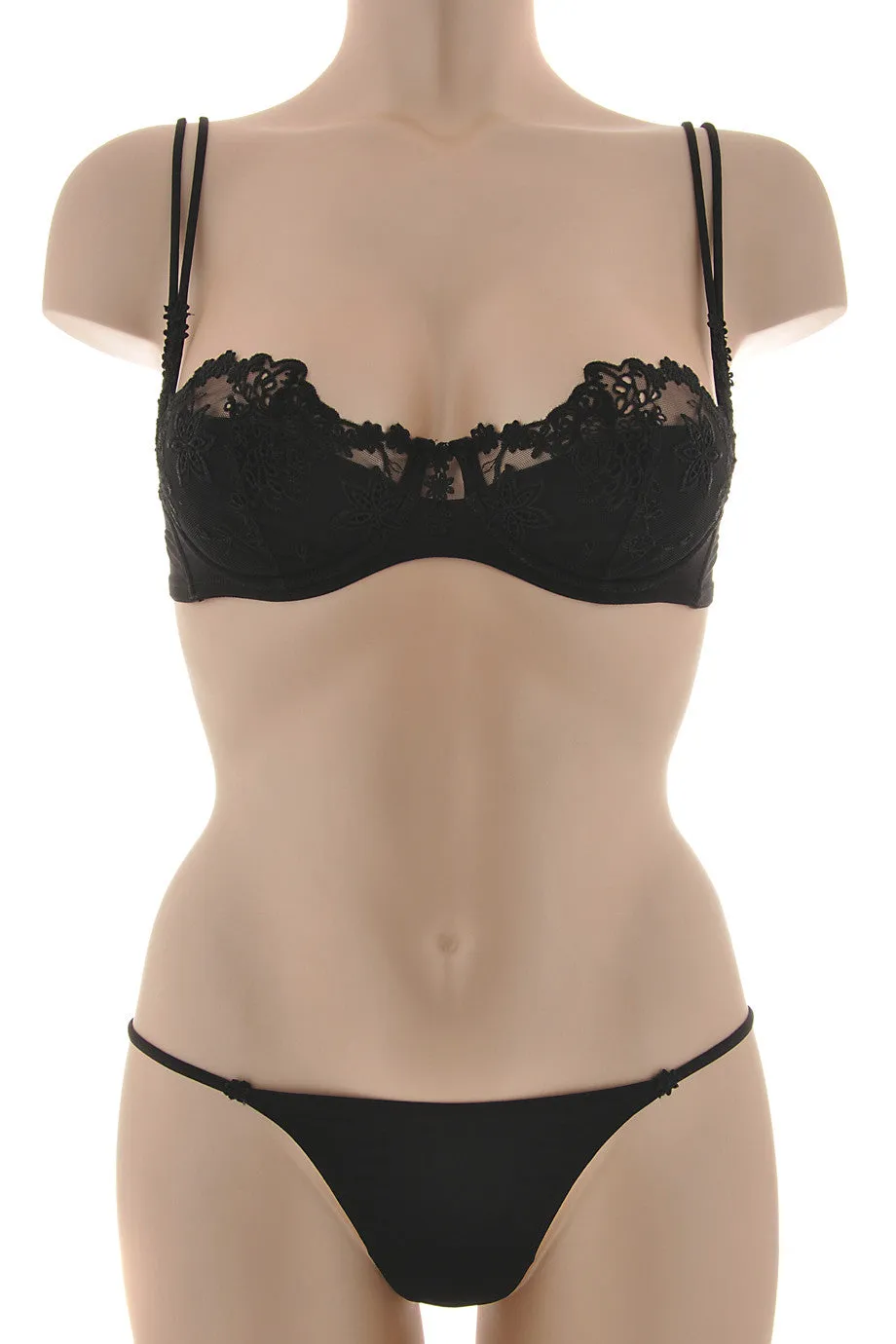 COTTON CLUB LACE Black Thong