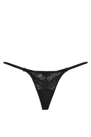 COTTON CLUB LACE Black Thong