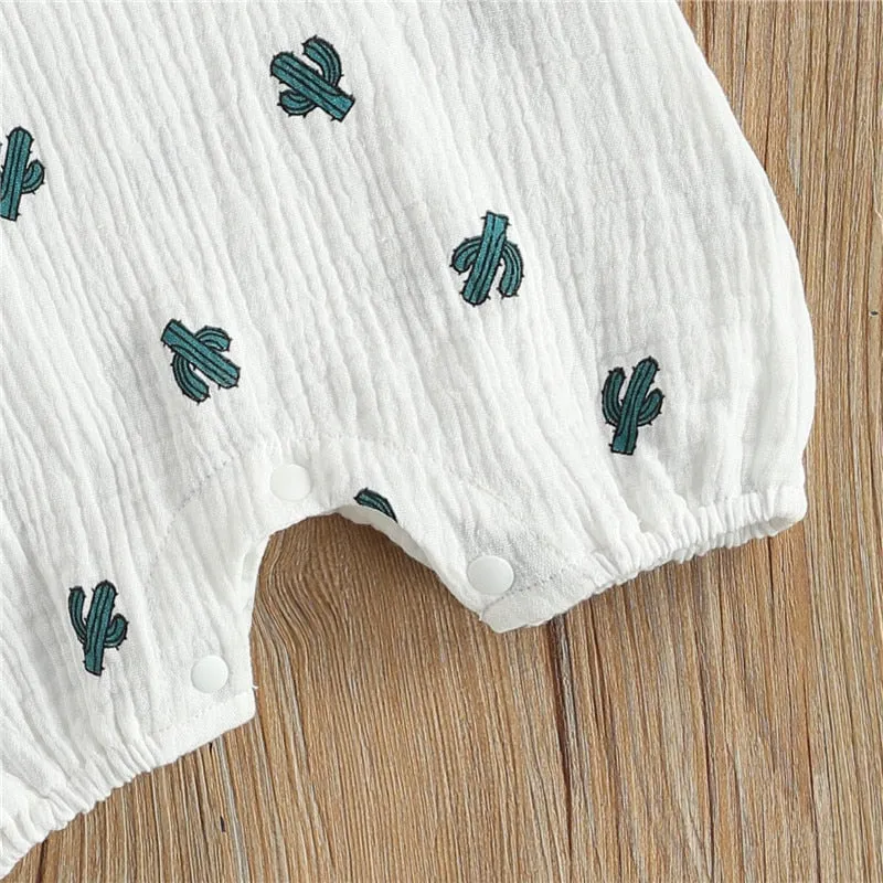 Cotton Linen Sleeveless Rompers for Newborn Babies