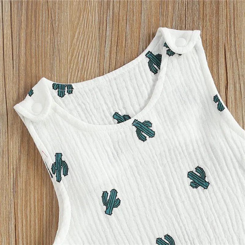 Cotton Linen Sleeveless Rompers for Newborn Babies