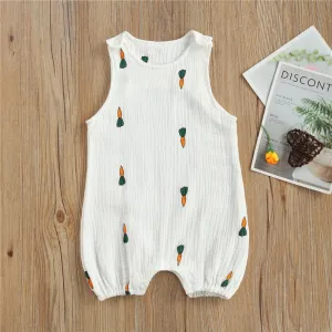Cotton Linen Sleeveless Rompers for Newborn Babies