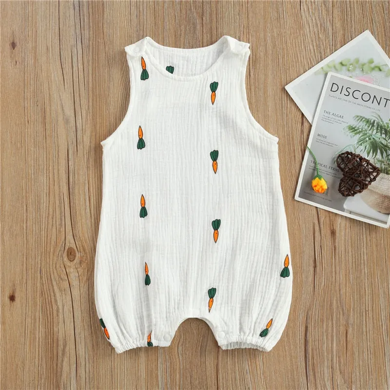 Cotton Linen Sleeveless Rompers for Newborn Babies