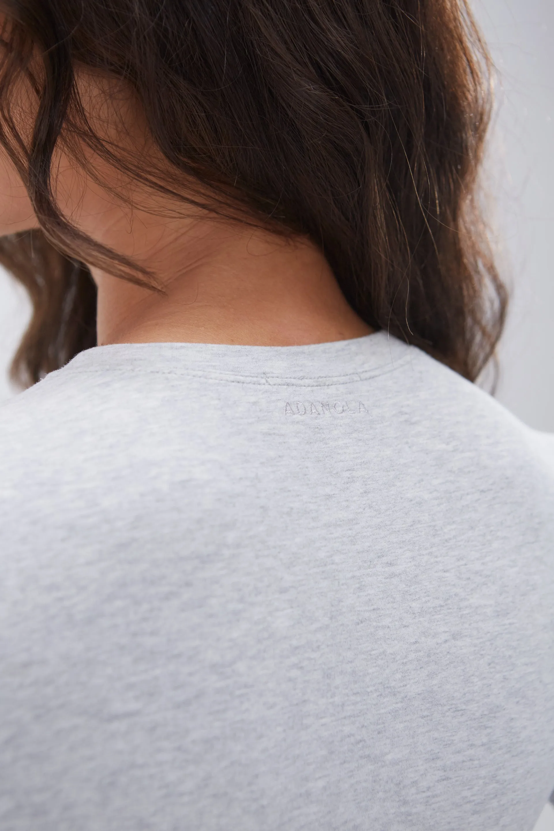 Cotton Long Sleeve Top - Grey Melange