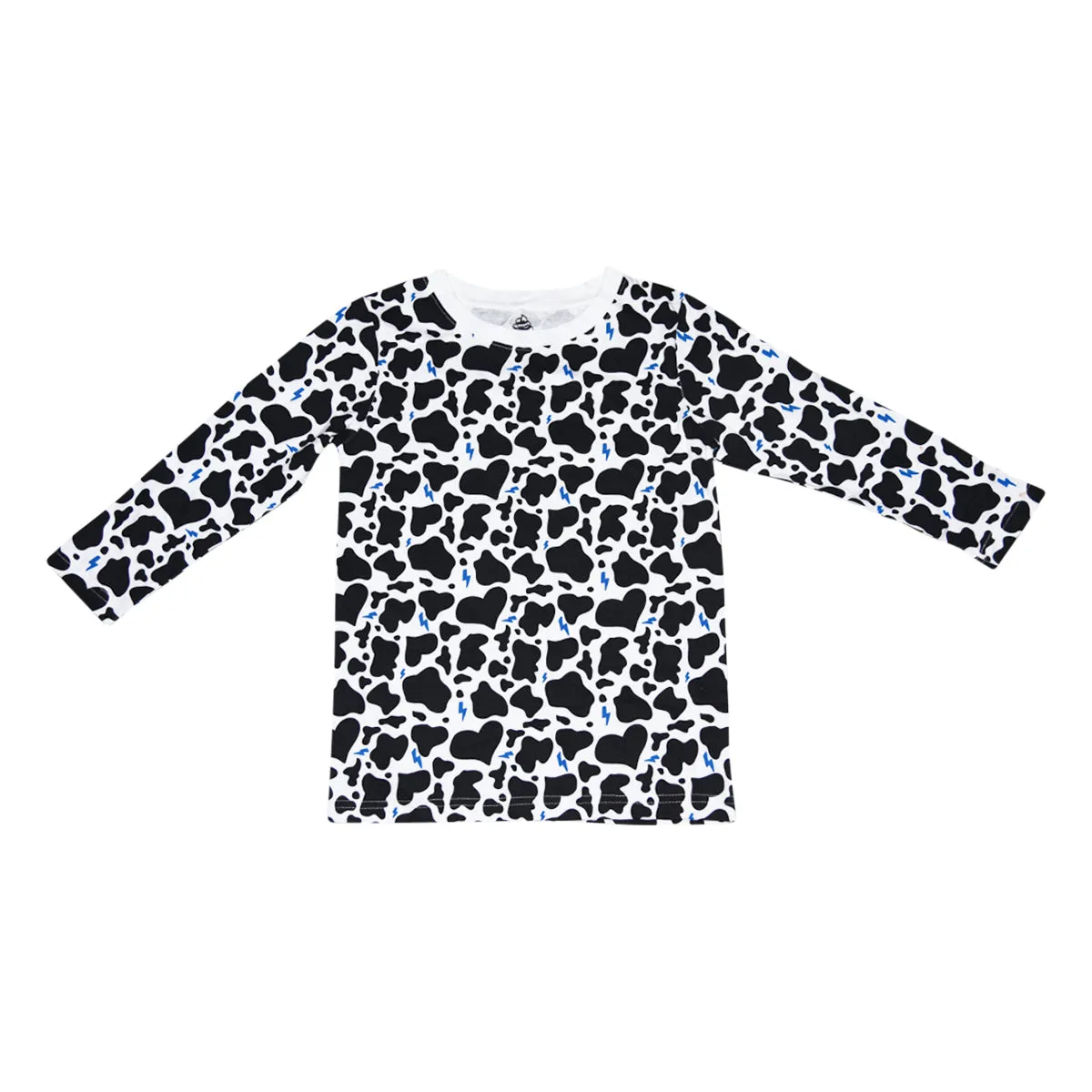 Cow Print Long Sleeve Tee in White