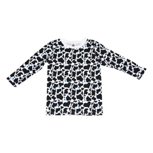 Cow Print Long Sleeve Tee in White