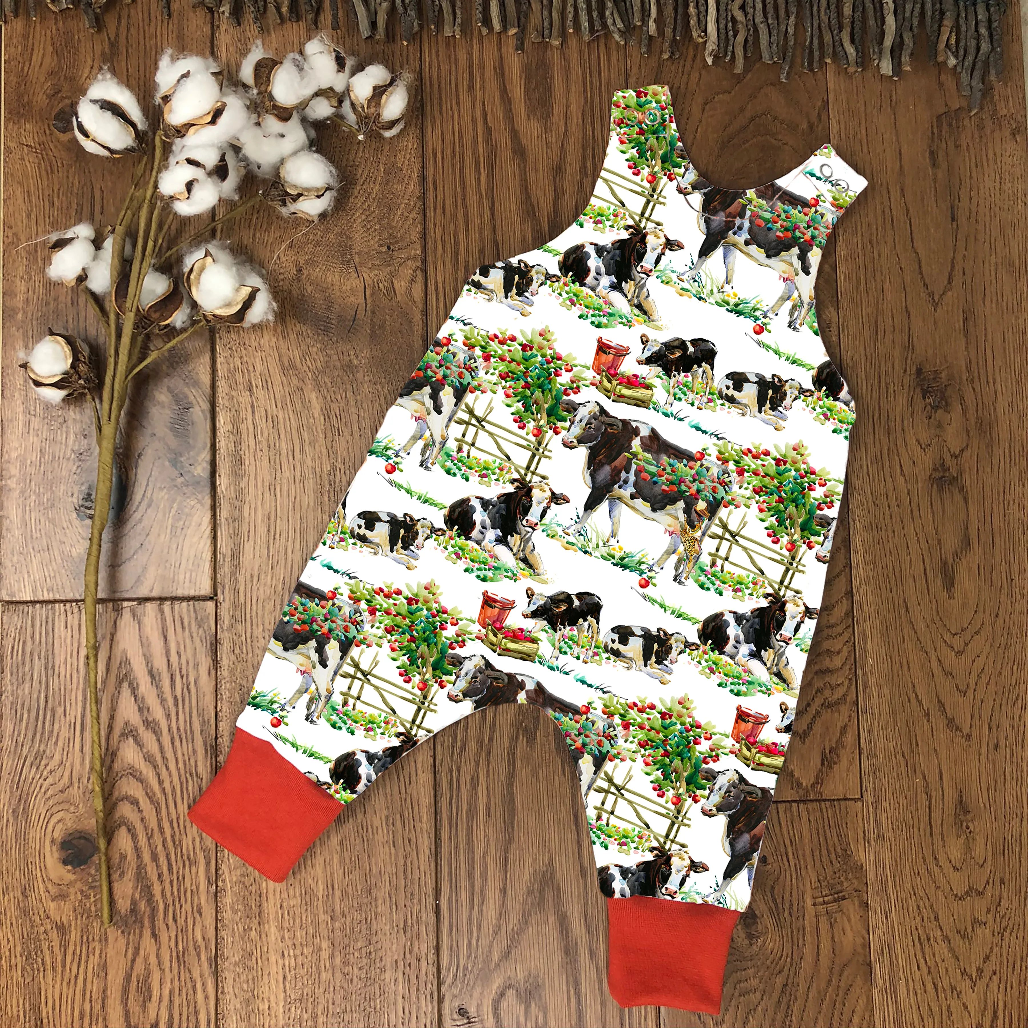 Cows in the orchard Romper 0-4 years