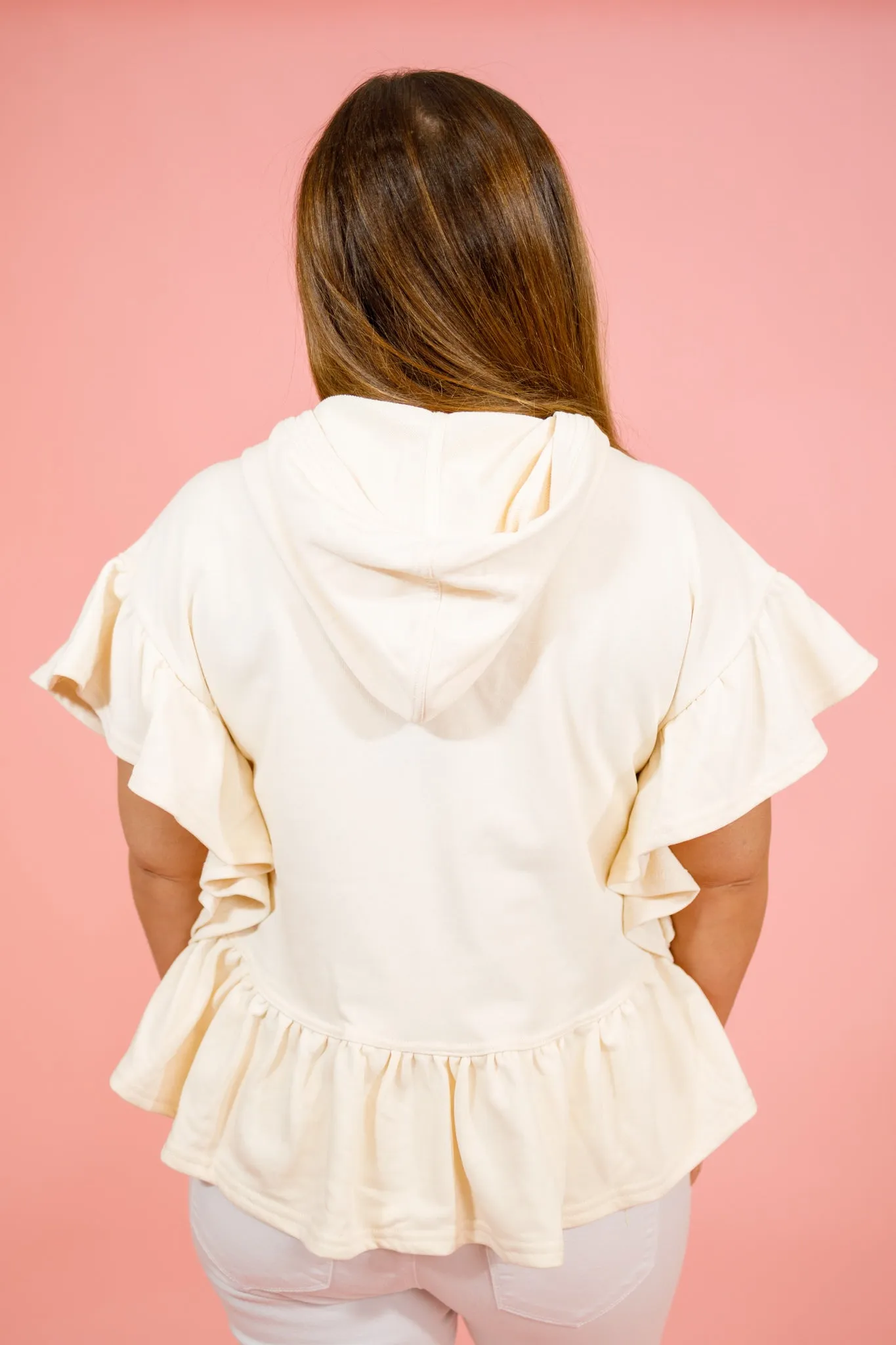 Cream Flutter Peplum Top