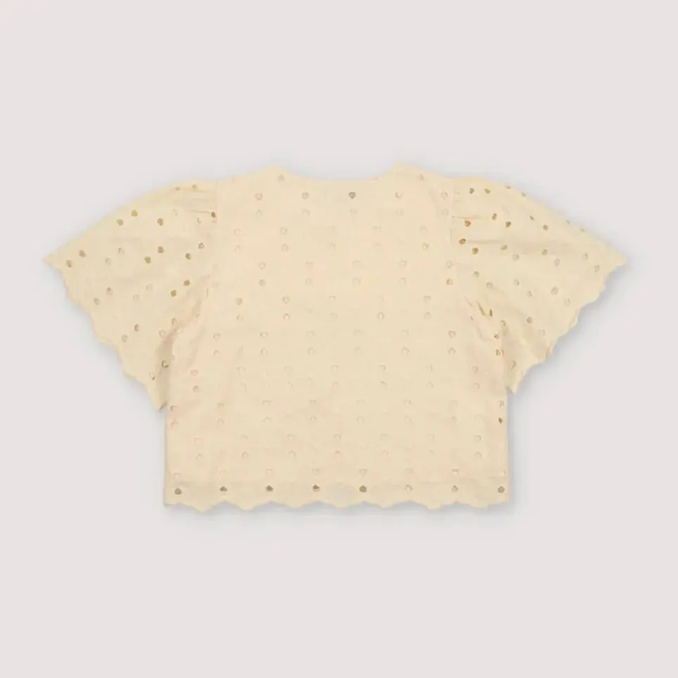 Creta Embroidered Cotton Blouse (Macadamia)