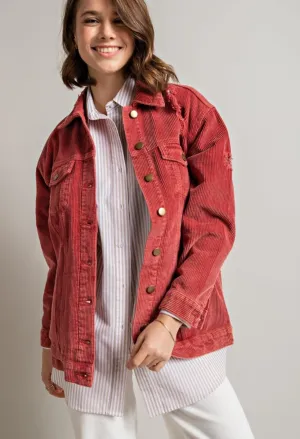 Crimson Corduroy Shacket