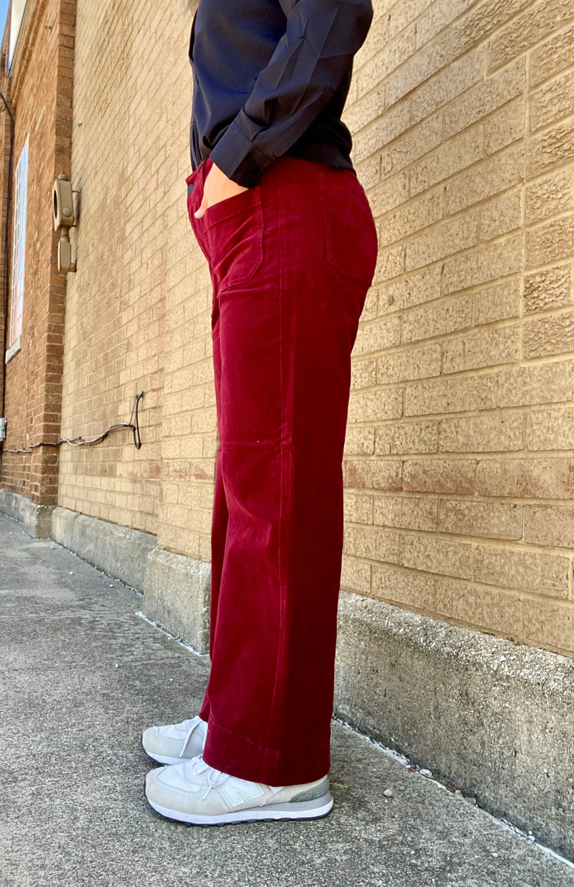 Cropped WIde Leg Mini Cord Ruby